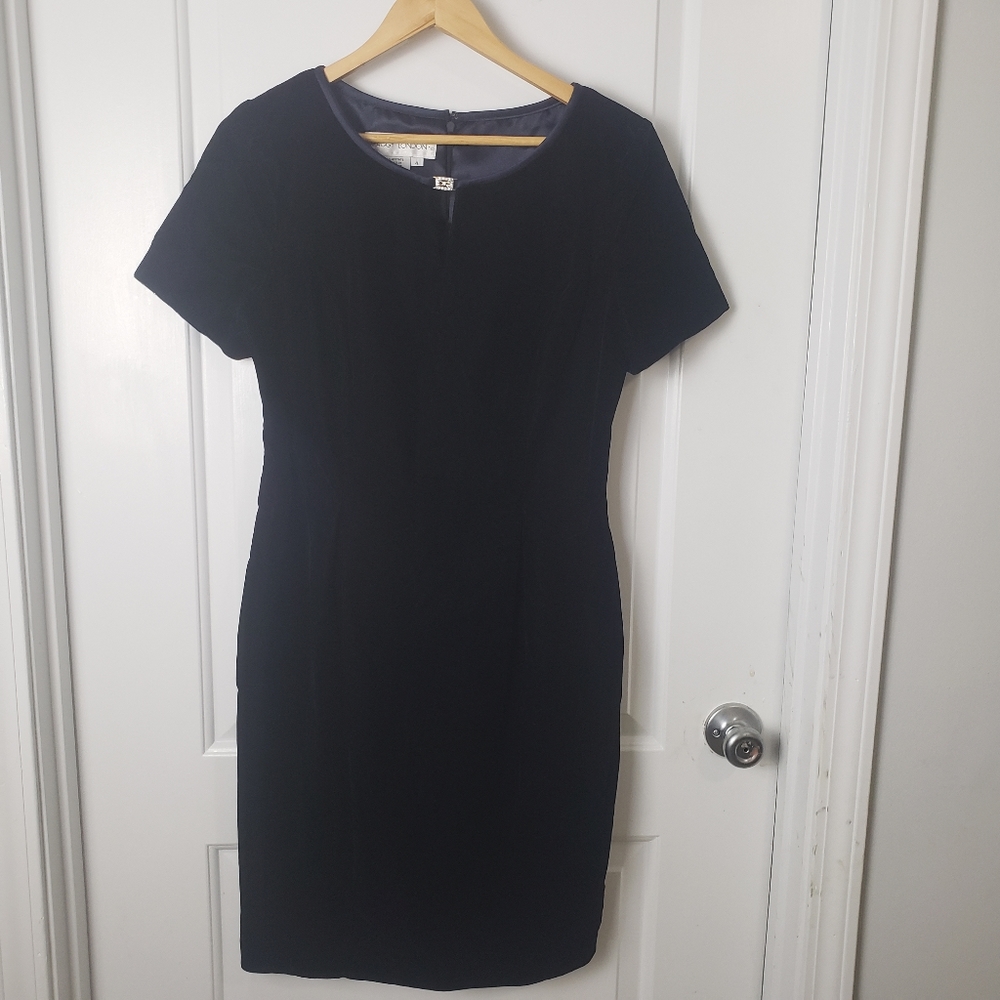 Maggy London crushed velvet navy dress sz 4